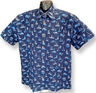 Sailing and Sailboat Hawaiian Shirt- Made in USA by High Seas of 100% Cotton